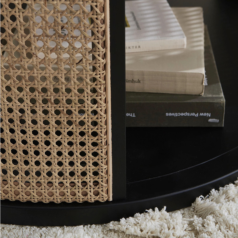 Solid Wood Double-layer Rattan Tea Table photo 3