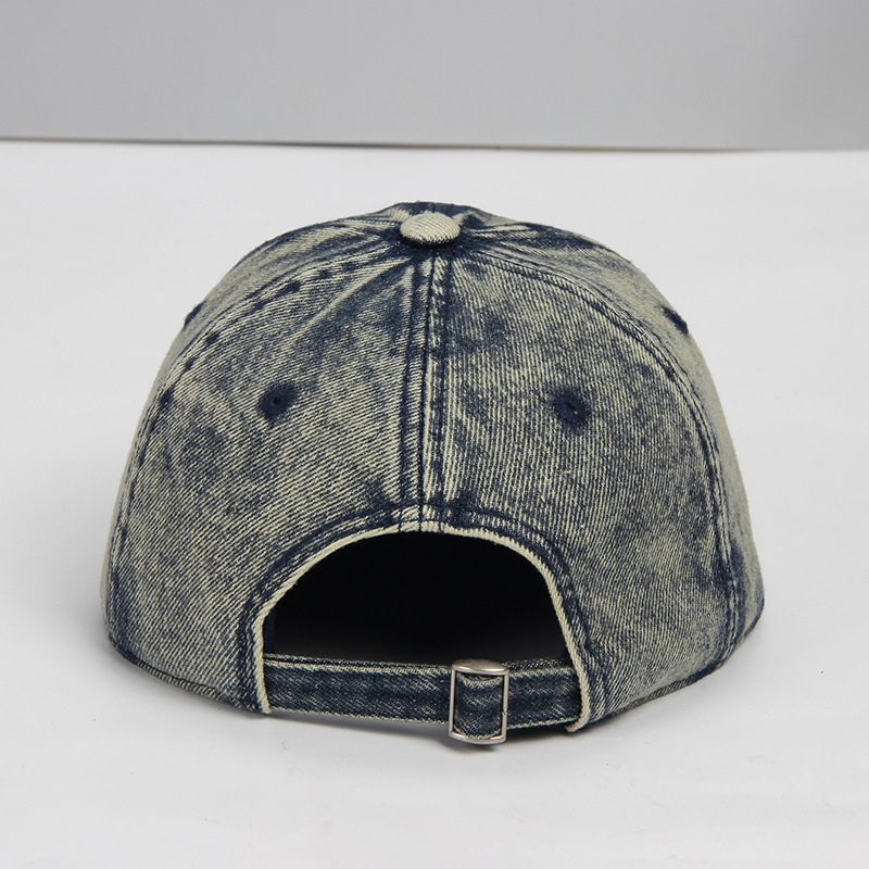 Denim Baseball Cap Washed And Distressed Hip-hop Style Soft-crown Six-panel Flat-brim Hat photo 4