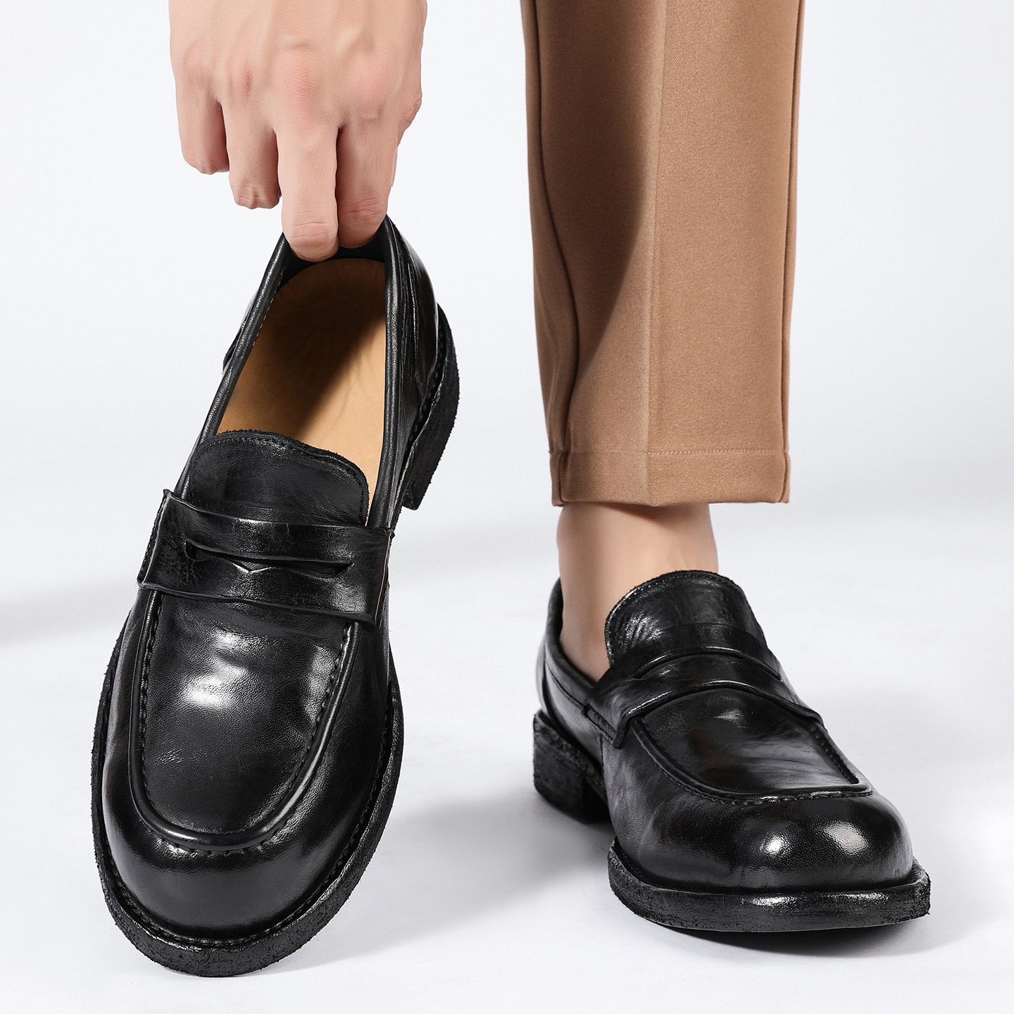 Gun Same Style Black Loafers Boys Lazy photo 7