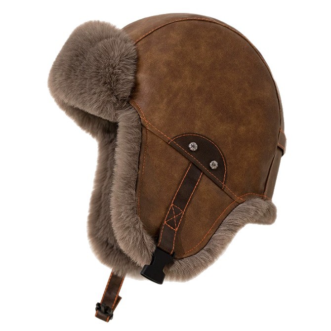 Motorcycle-style PU Leather Winter Thickened Cold-proof Earflap Retro Lei Feng Cap For Men photo 7