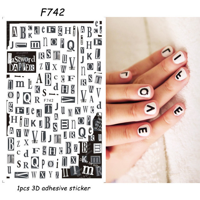 Nail Art Adhesive Stickers Instagram-style Black And White Butterfly Punk Vibe photo 8