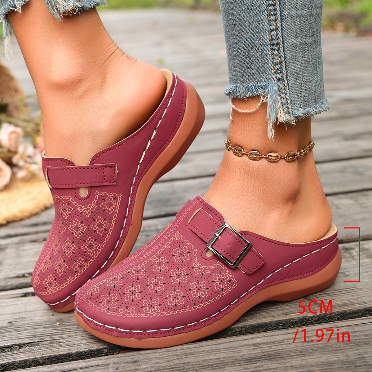 Women's Plus-Size Closed-Toe Flat Casual Slide Sandals For Export photo 8