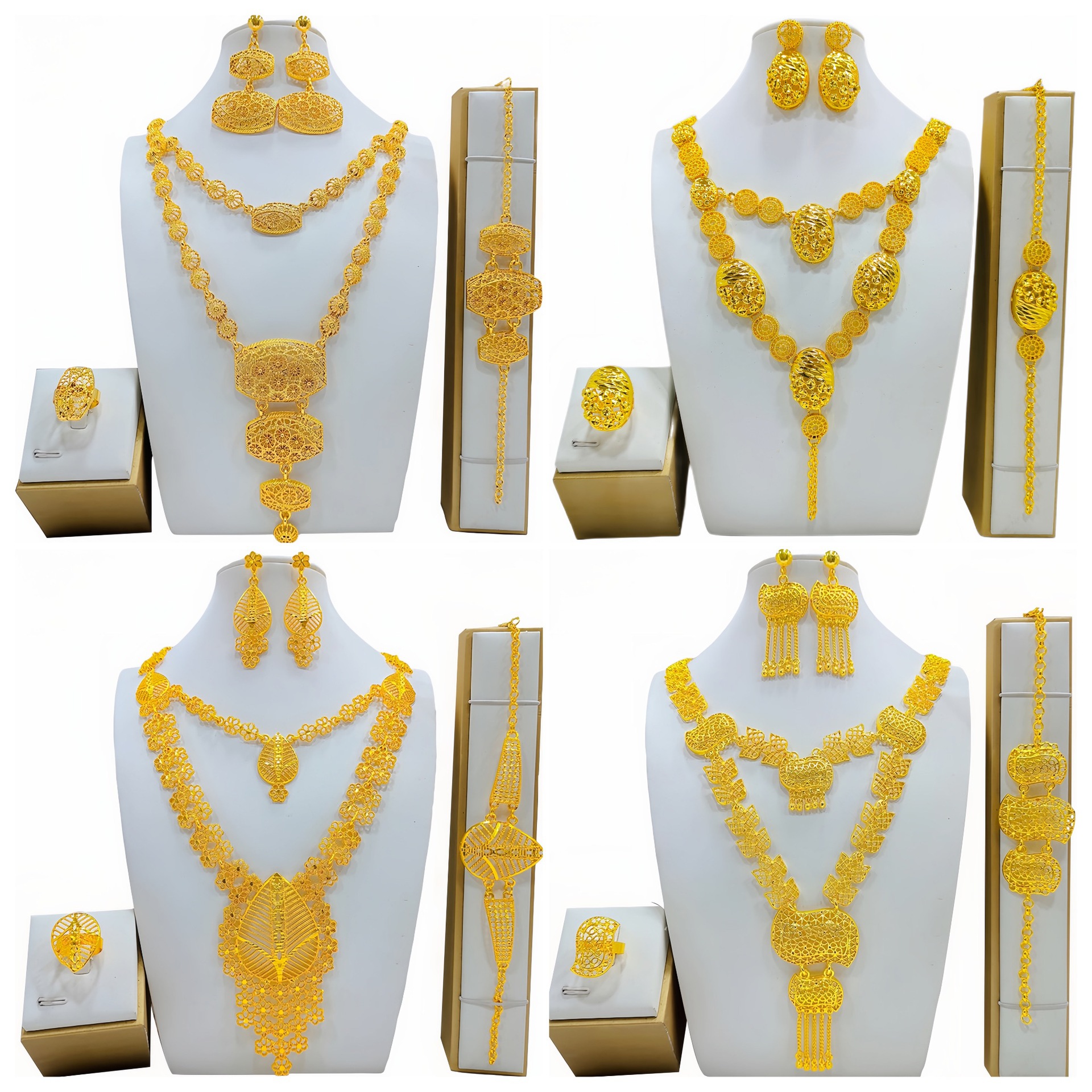 Fashion Women's Necklace Earring Ring Bracelet Suit photo 1