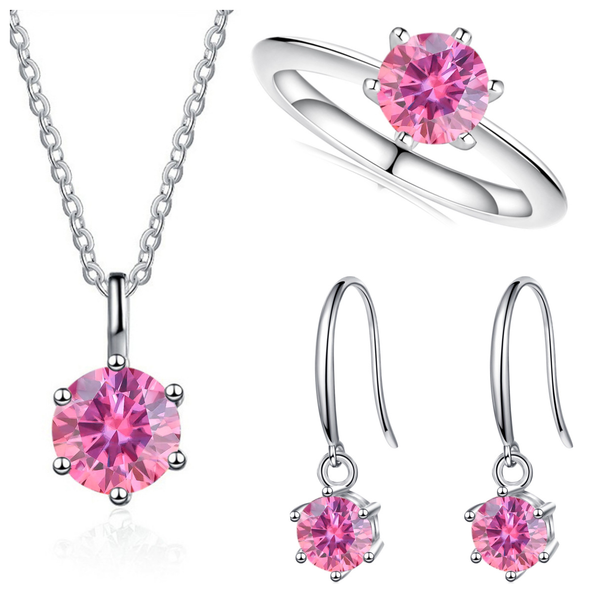 3-Carat Sterling Silver Moissanite Jewelry Set photo 1