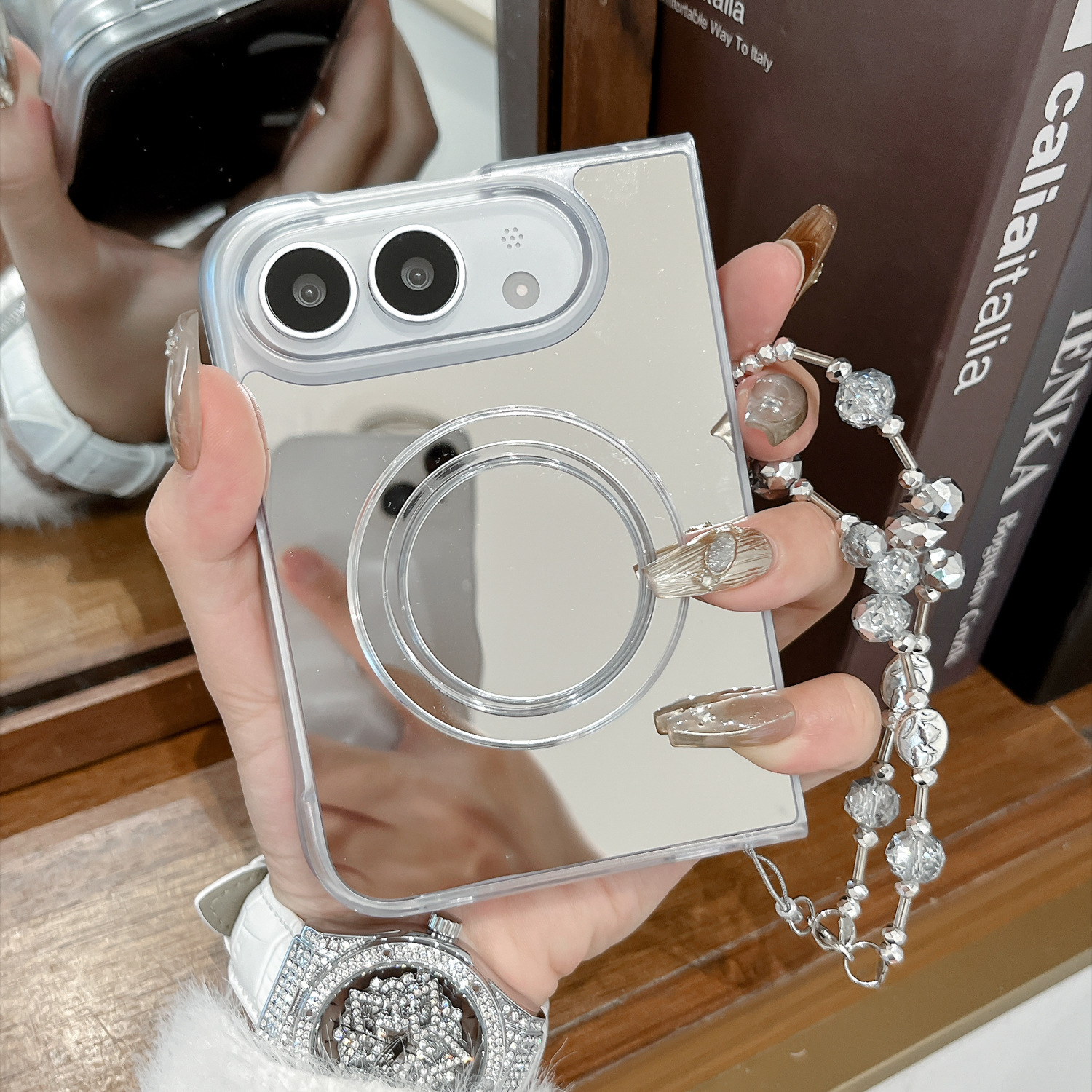 Personalized Minimalist Heart-shaped Mirrored Folding Protective Case photo 8
