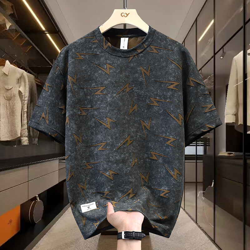Short Sleeve Round Neck Loose Top Men photo 3