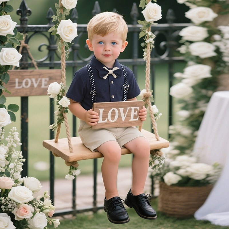 British-style Formal Suit Boys Short-sleeved Suspender Pants Mens photo 5