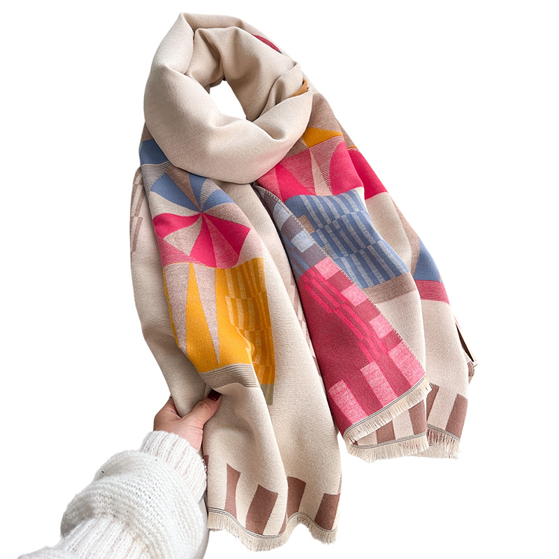 Jacquard Shawl Double-sided Thickened Scarf photo 3