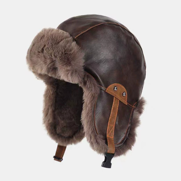 Motorcycle-style PU Leather Winter Thickened Cold-proof Earflap Retro Lei Feng Cap For Men photo 8