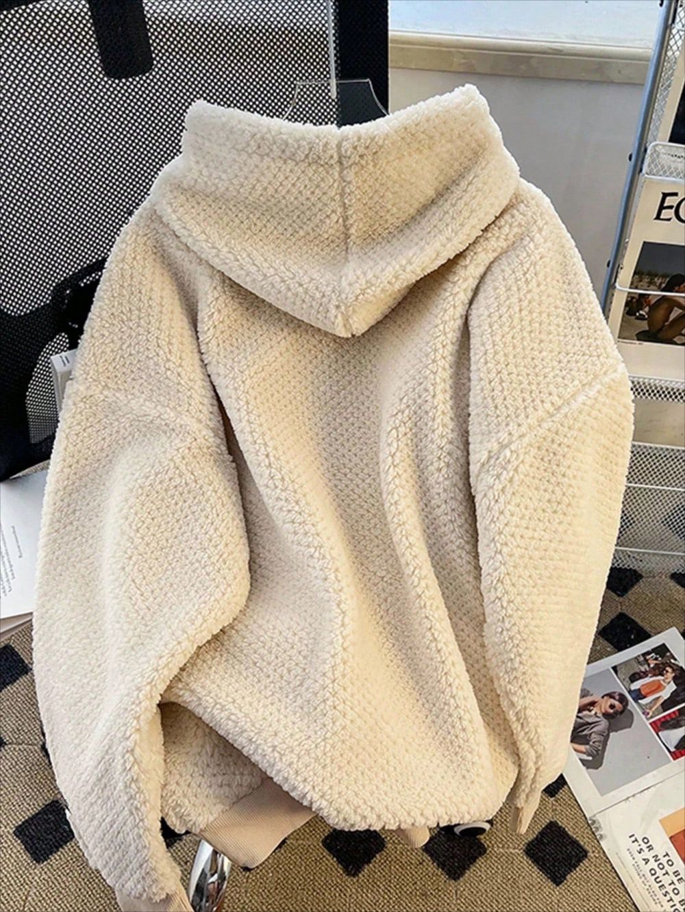 Fashionable Back-pocket Collar Korean-style Hooded Fleece Sweatshirt photo 6