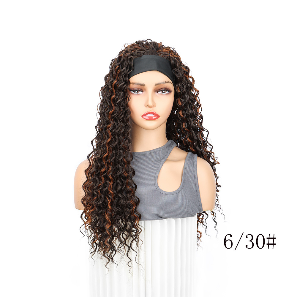Womens Short Curly Wig With Headscarf Long Afro Puff Wig Cap photo 3