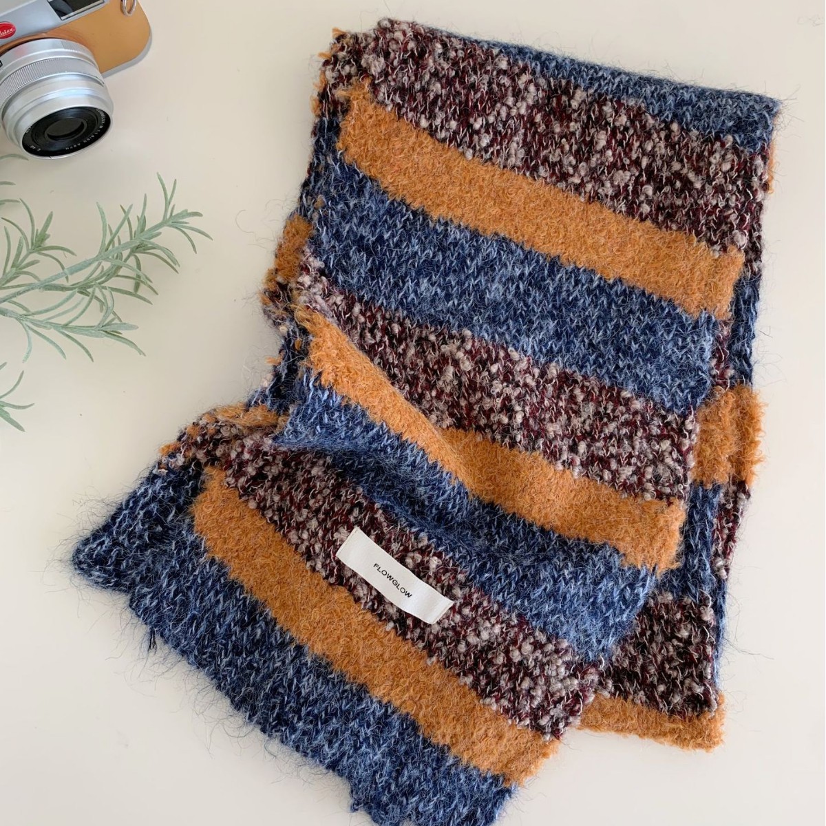 Korean-style Color-block Striped Scarf For Women photo 3