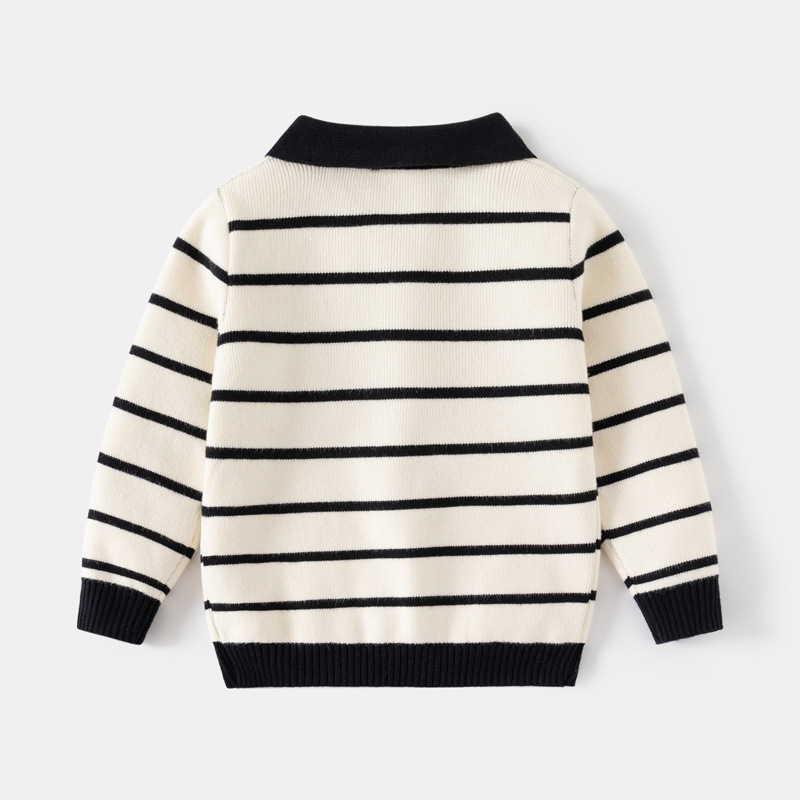 Striped Sweater Children's Single-Layer Embroidered Top photo 2