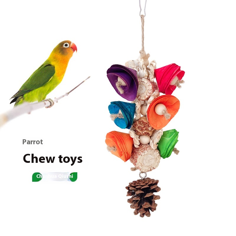 Natural Material Parrot Toy Birdcage Pendant photo 7