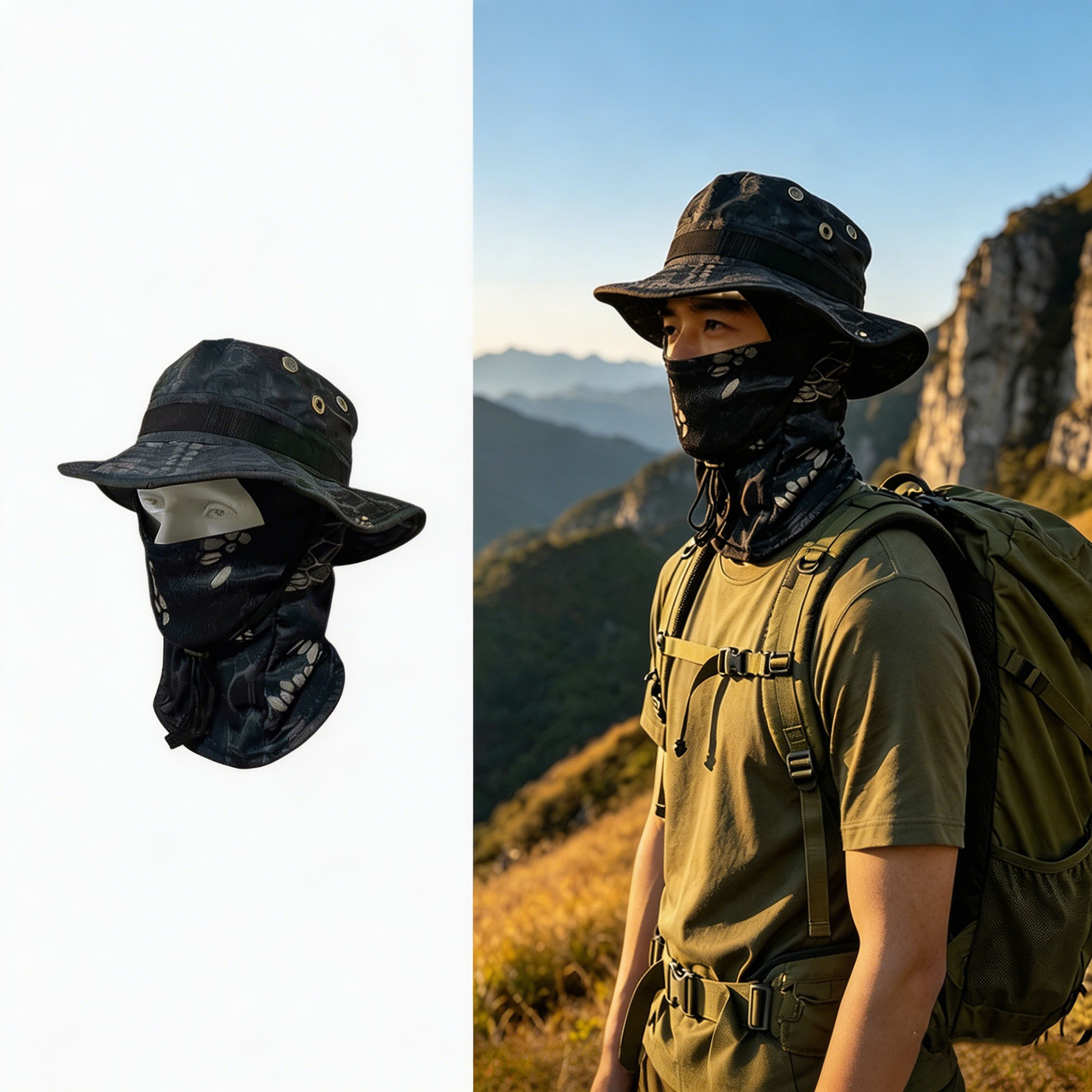 Camouflage Quick-Drying Sun-Protection Outdoor Wide-Brimmed Sun Hat photo 5