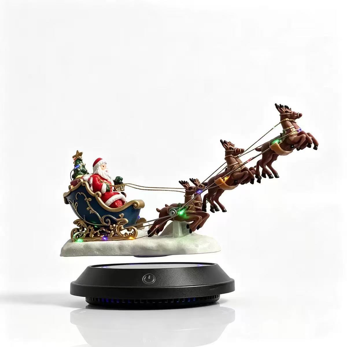 Magnetic Levitation Santa Claus Sleigh And Reindeer Ornament photo 6