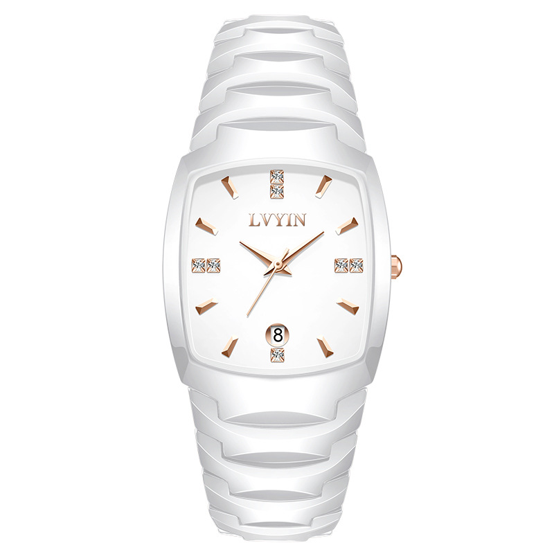 Barrel-shaped Best-selling Waterproof Ceramic Quartz Watchmens And Womens Timepieces photo 3