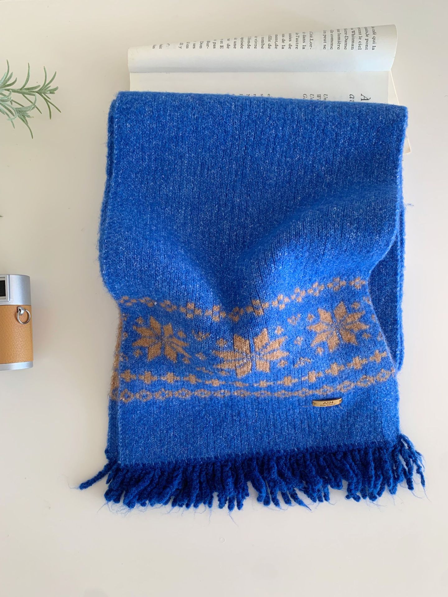 Fair Isle Wind-pattern Gray Knitted Scarf Couples Neck Warmer photo 6