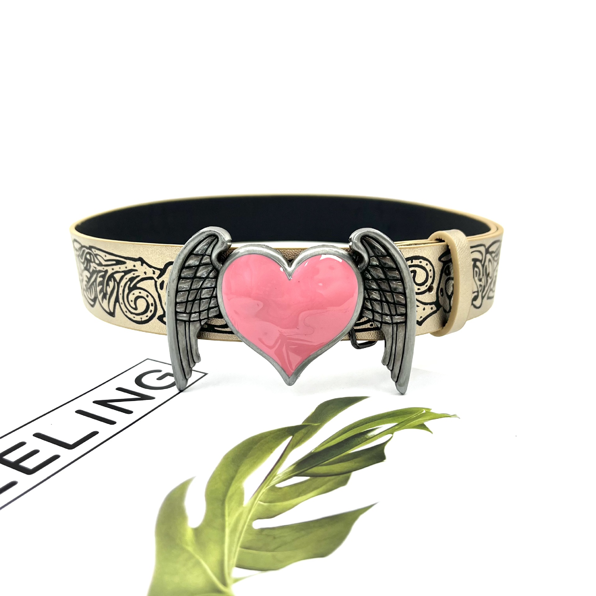 New Vintage Embossed Heart Belt For Women photo 2