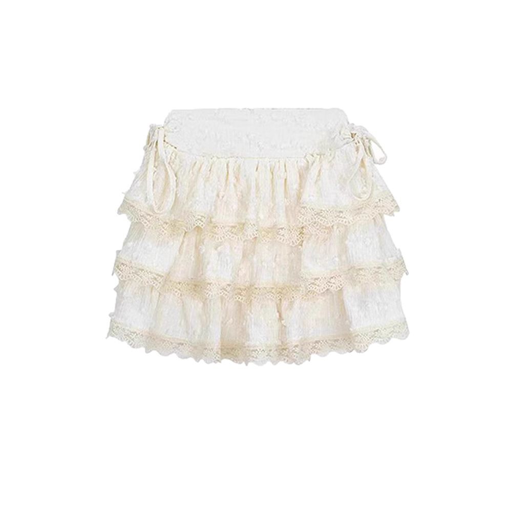 Short Lace-trimmed High-waisted Cake-style Puffy Skirttrendy photo 7