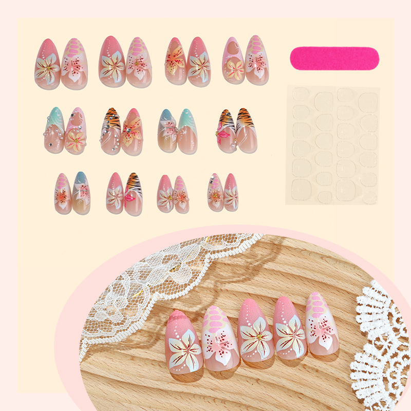 3D Textured Flower Wearable Nail Tips Nail Stickers photo 2