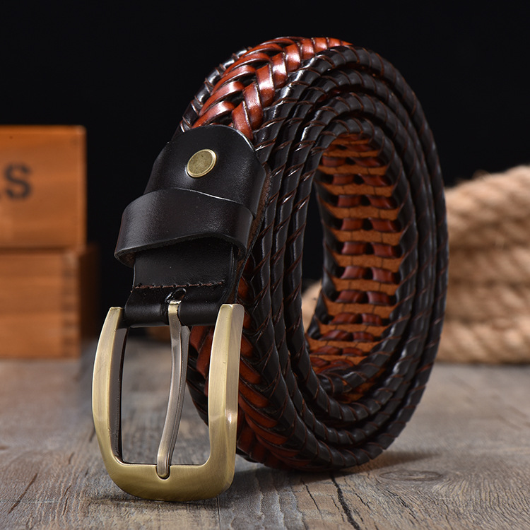 Handwoven Vintage Leather Belt For Men photo 7