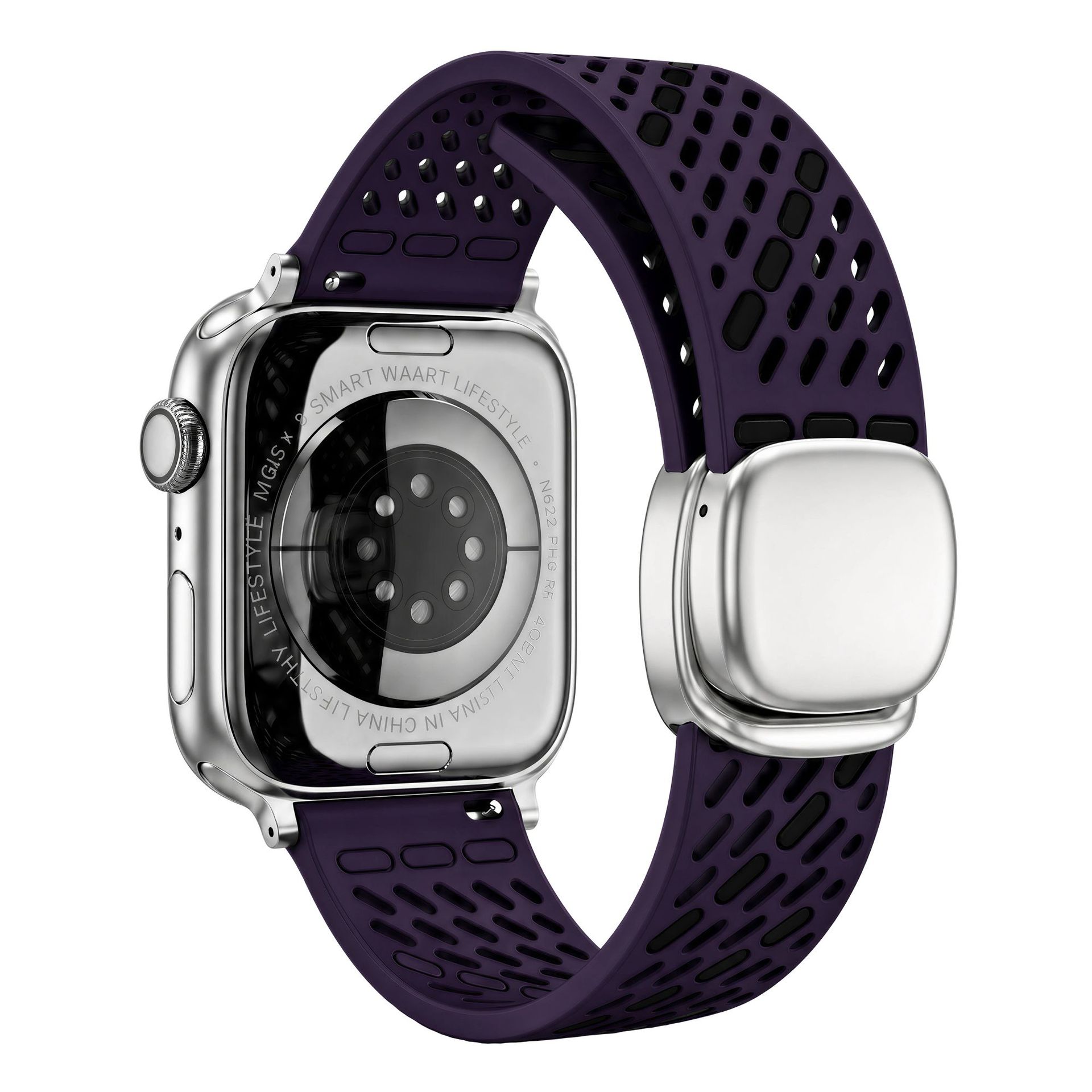 Breathable Perforated Silicone Magnetic Clasp For Watch Straps photo 3