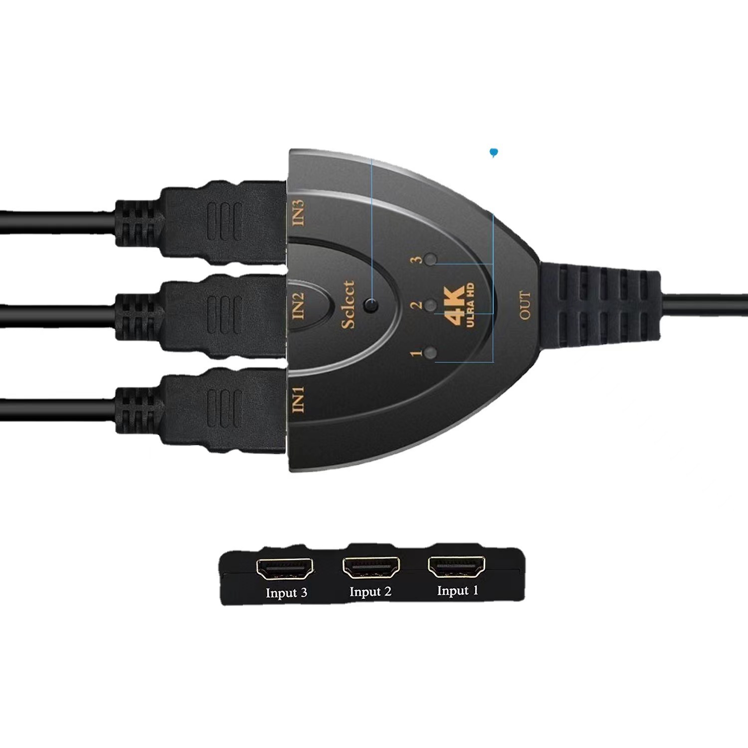 HDMI 3-in-1 With 4K2K High-definition Pigtail 1-in-3 Out photo 2