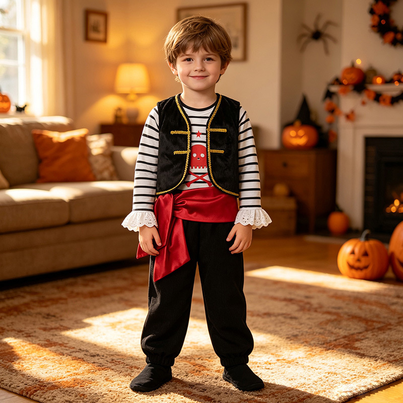 Boys' Pirate Three-Piece Halloween Party Costume photo 3