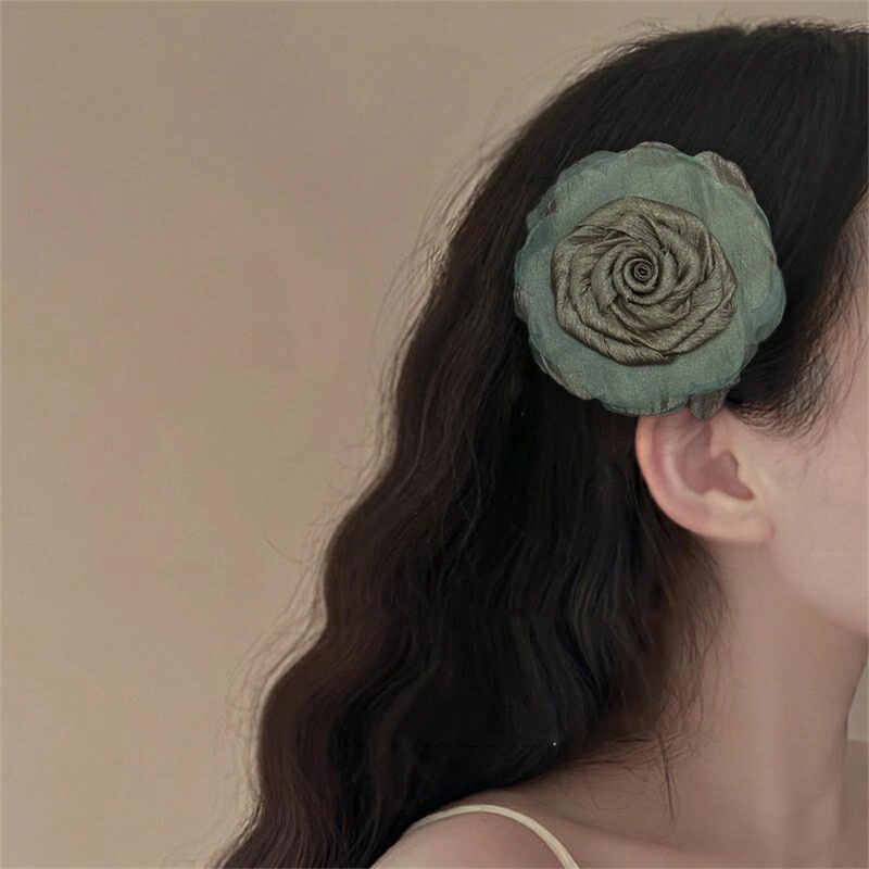 Dark Green Rose Hair Clip Stylish And High-end photo 6