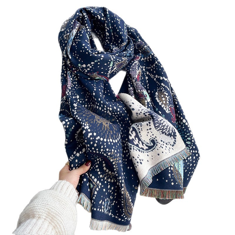 Starry Sky Cashew Flower Shawl Women's Double-Sided Thickened Scarf photo 5