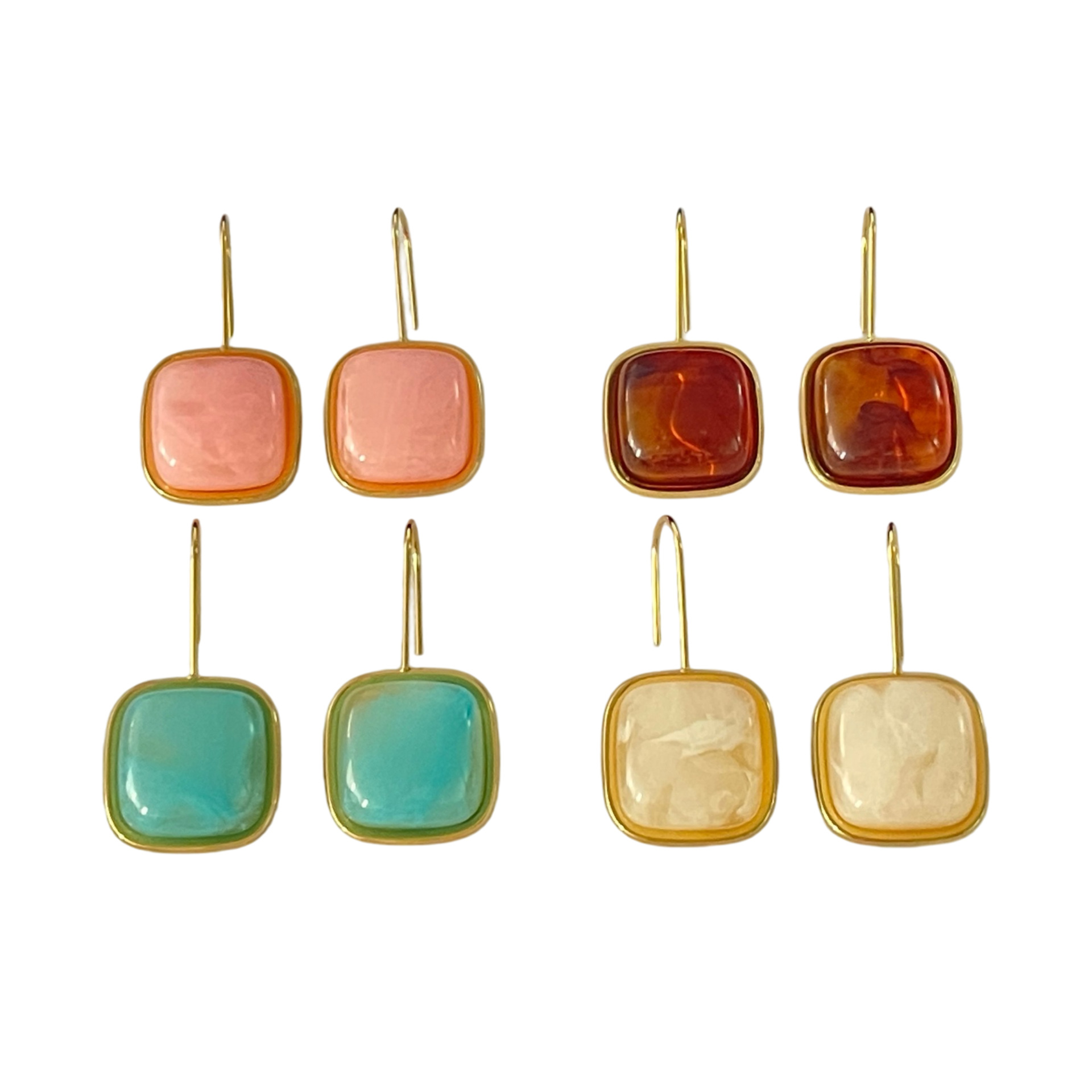 Square Geometric Ombre Resin Earrings photo 6