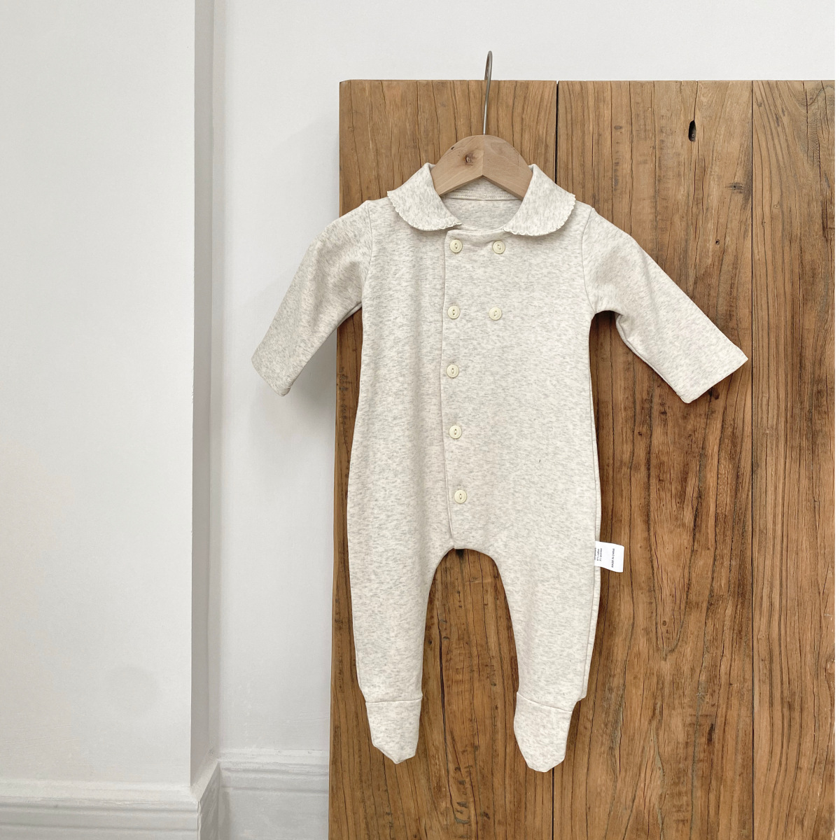 Newborn Clothes Peter Pan Collar Open Chest Jumpsuit photo 3