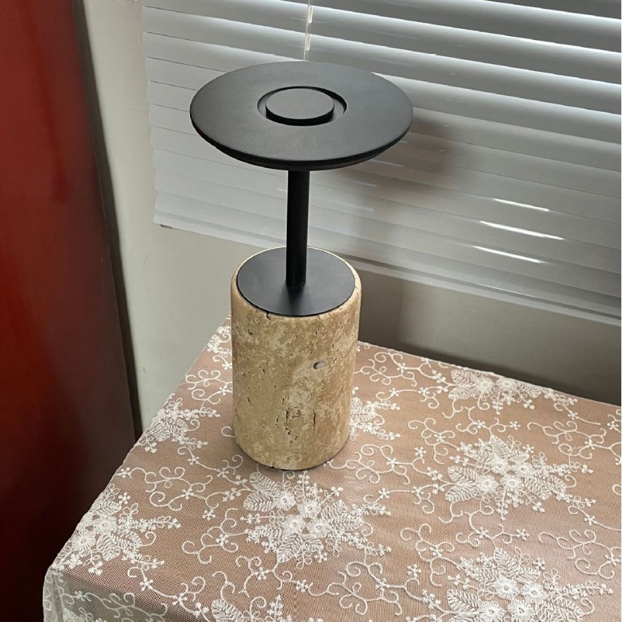 Nordic Minimalist Modern Travertine Table Lamp photo 2