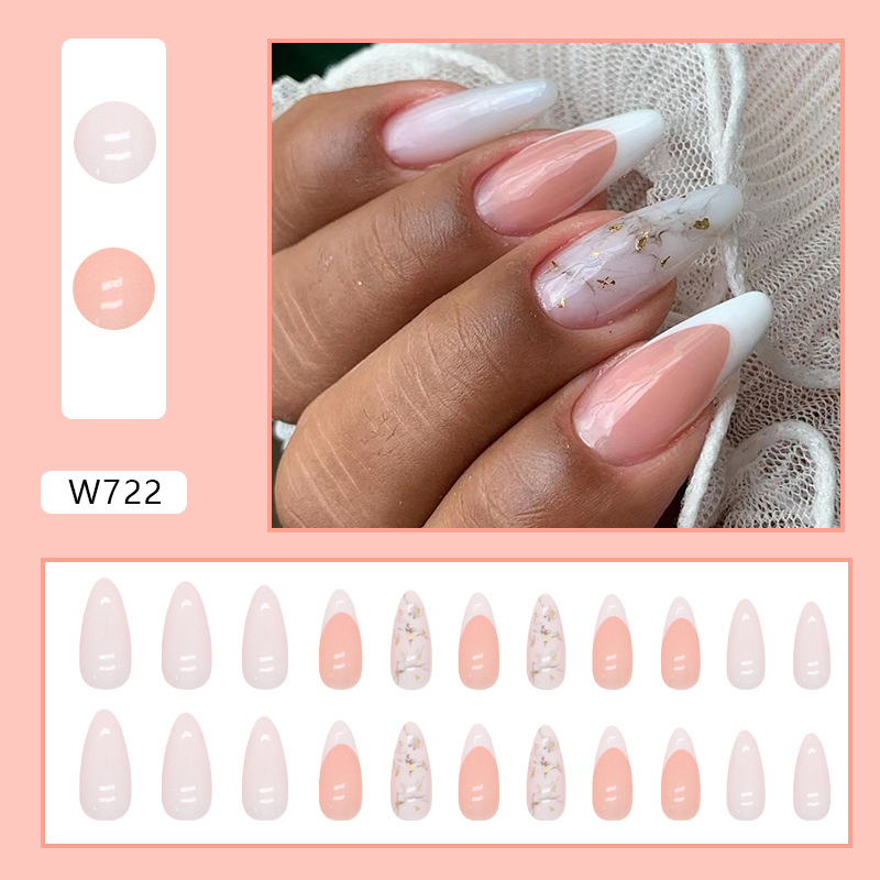 Almond-shaped White French Manicure With Messy Line Art On The Tips photo 5