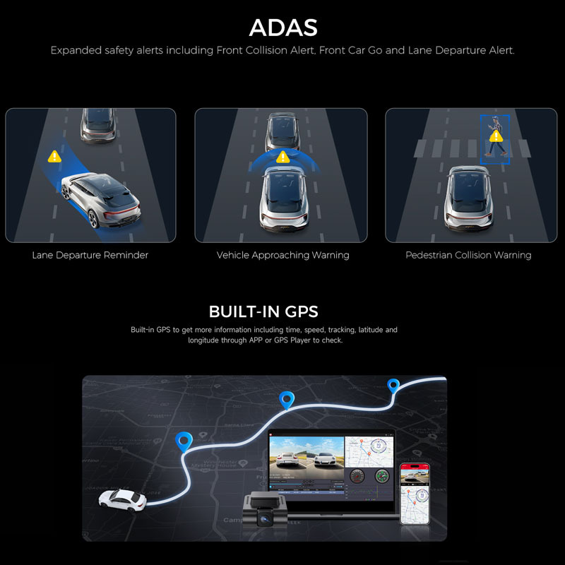 Dual-Lens Dash Cam V620 Night Vision Wide-Angle 4K photo 7