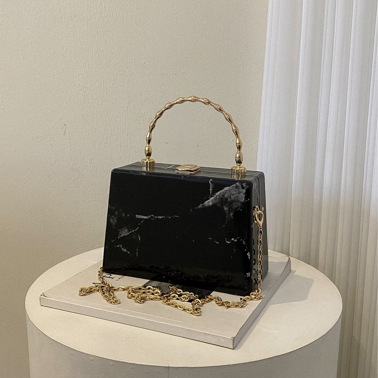 Women's Marbled Small Square Handbag photo 5