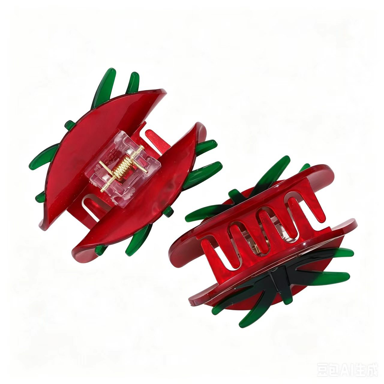 Tomato-colored Womens Fashionable Updo High-end Elegant Headpiece Shark Clip photo 3