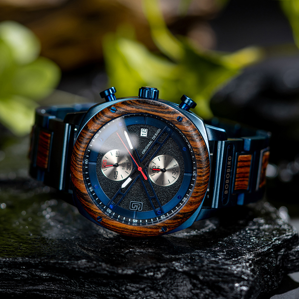 Natural Wood Men's Watch - Minimalist Retro Quartz Wristwatch with Leather Strap photo 7