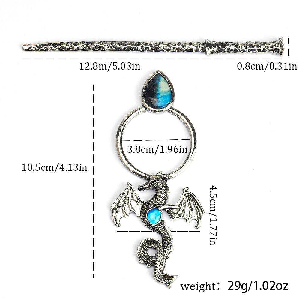 Retro Moonstone Flying Dragon Hair Accessory photo 4