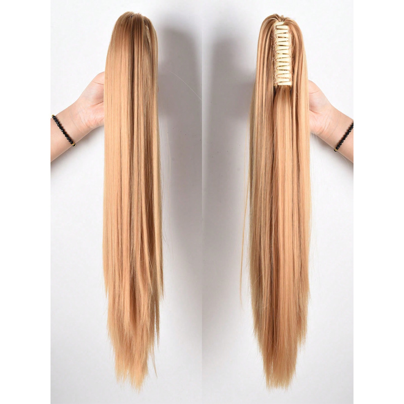 Womens Long Straight Ponytail Wig With Clip-In Medium-Length Straight Ponytail photo 3