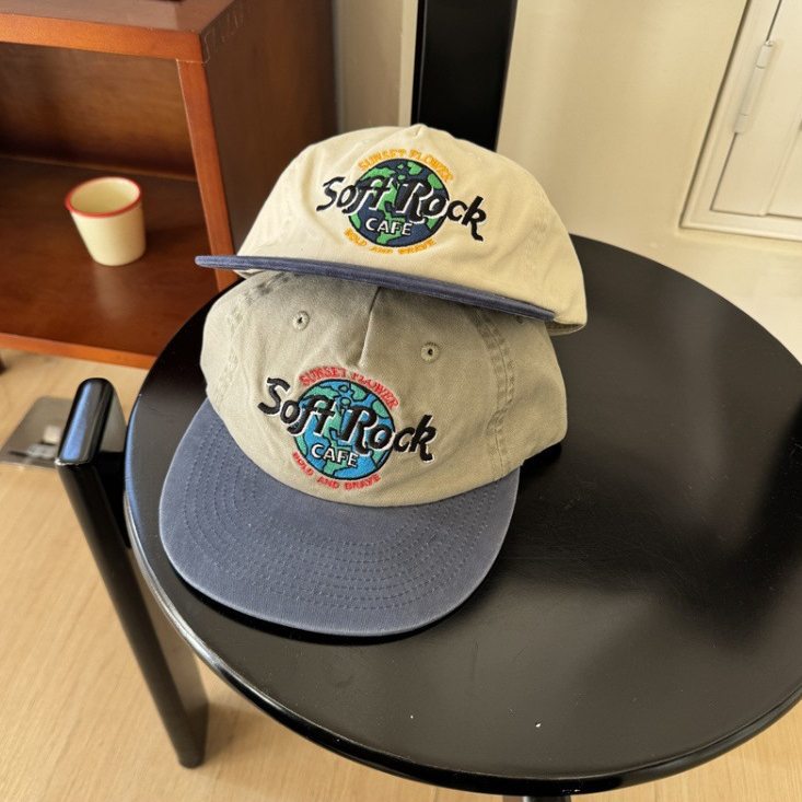 Retro Distressed Embroidery Color-block Flat-brim Baseball Cap photo 4