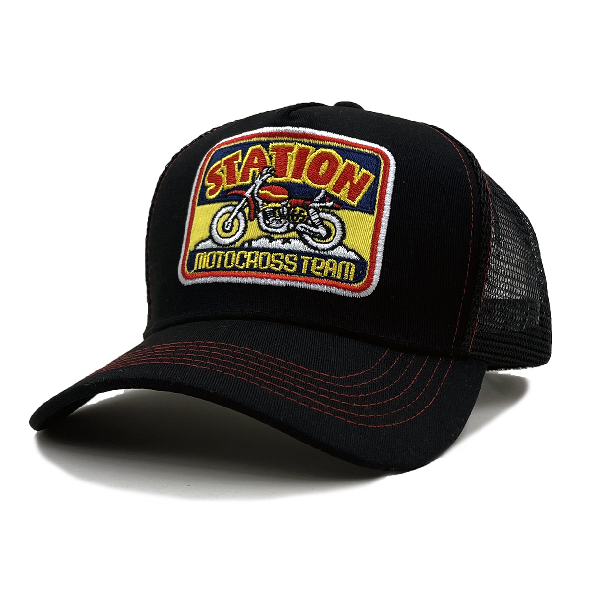 Motorcycle-Embroidered Color-Block Sun Hat photo 7
