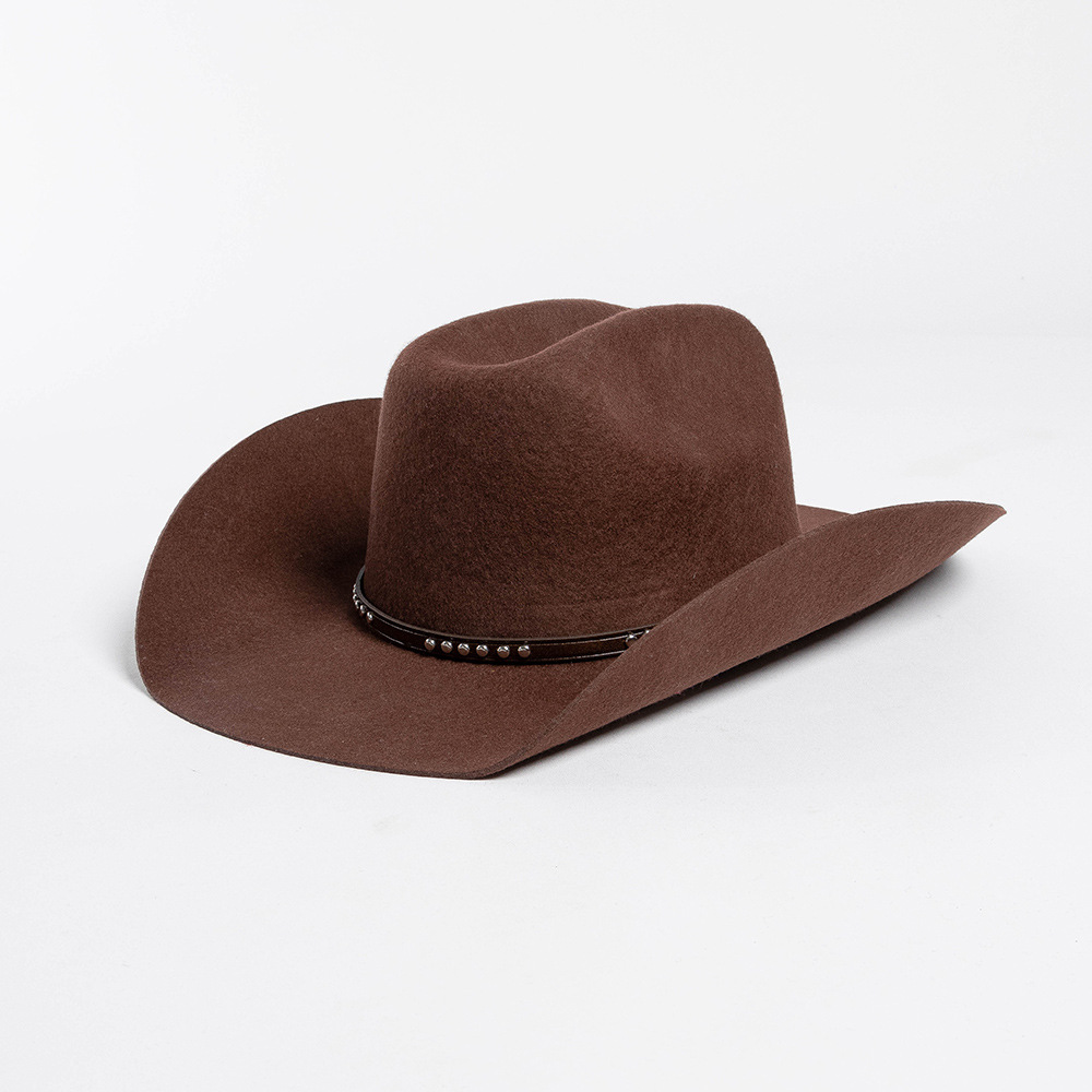 Wool Top Fashionable With Rivet And Belt Detailing Featuring A Curled Brimjazz-style Hat photo 8