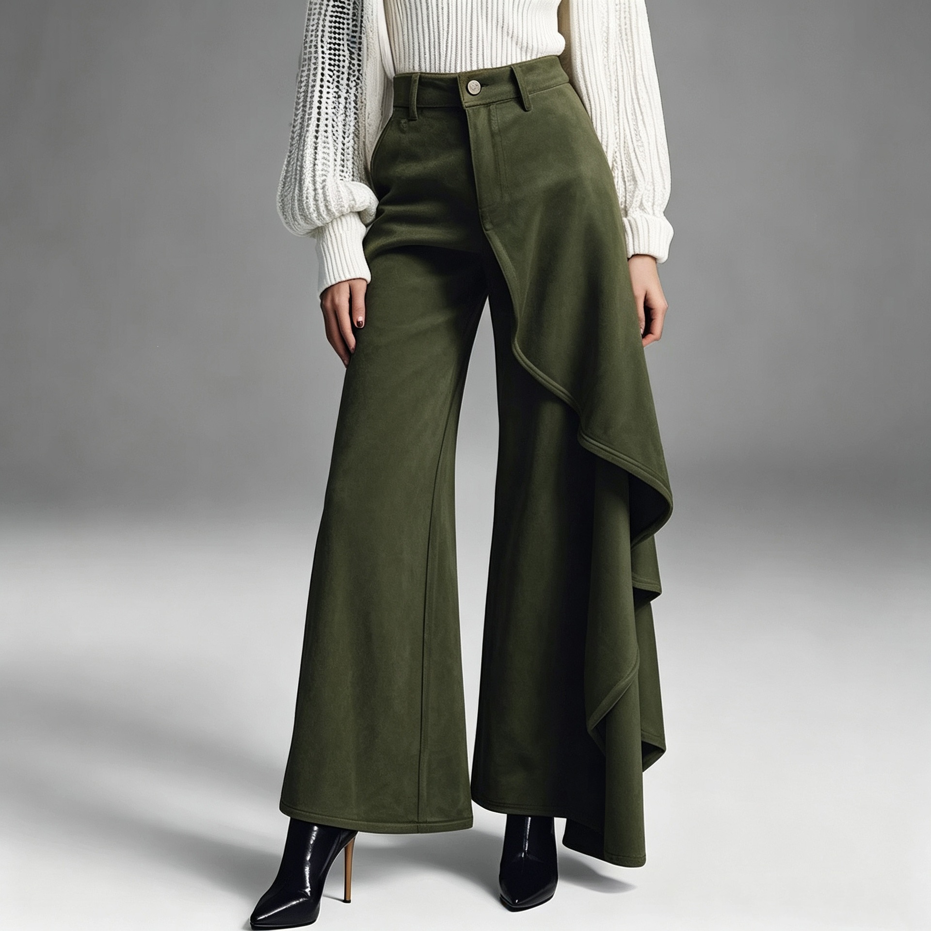 New Autumnwinter Womens Long Pants With A Structured Draped Design And Patchwork Details photo 6