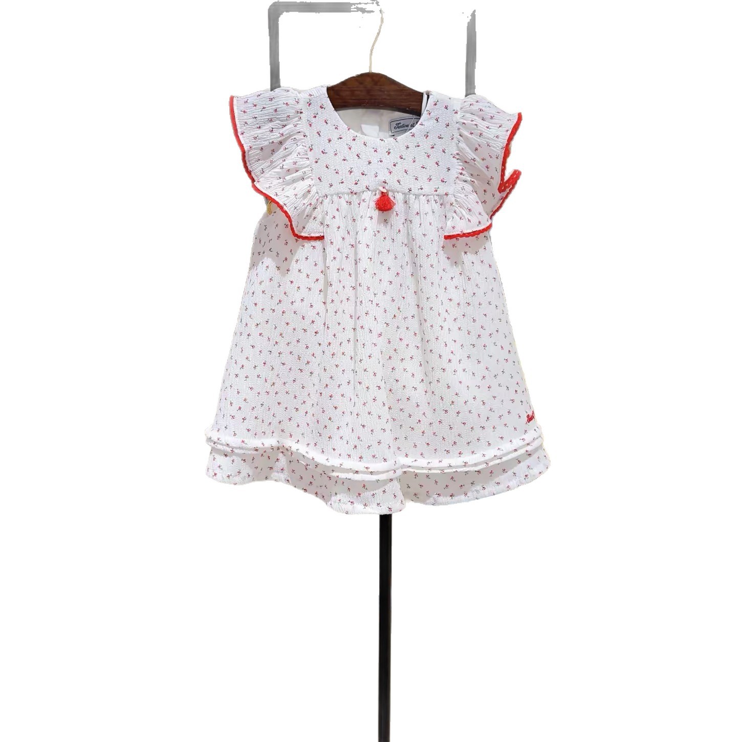 Summer Crinkled Chiffon Floral Dress With Flutter Sleeves Safety Shorts photo 2