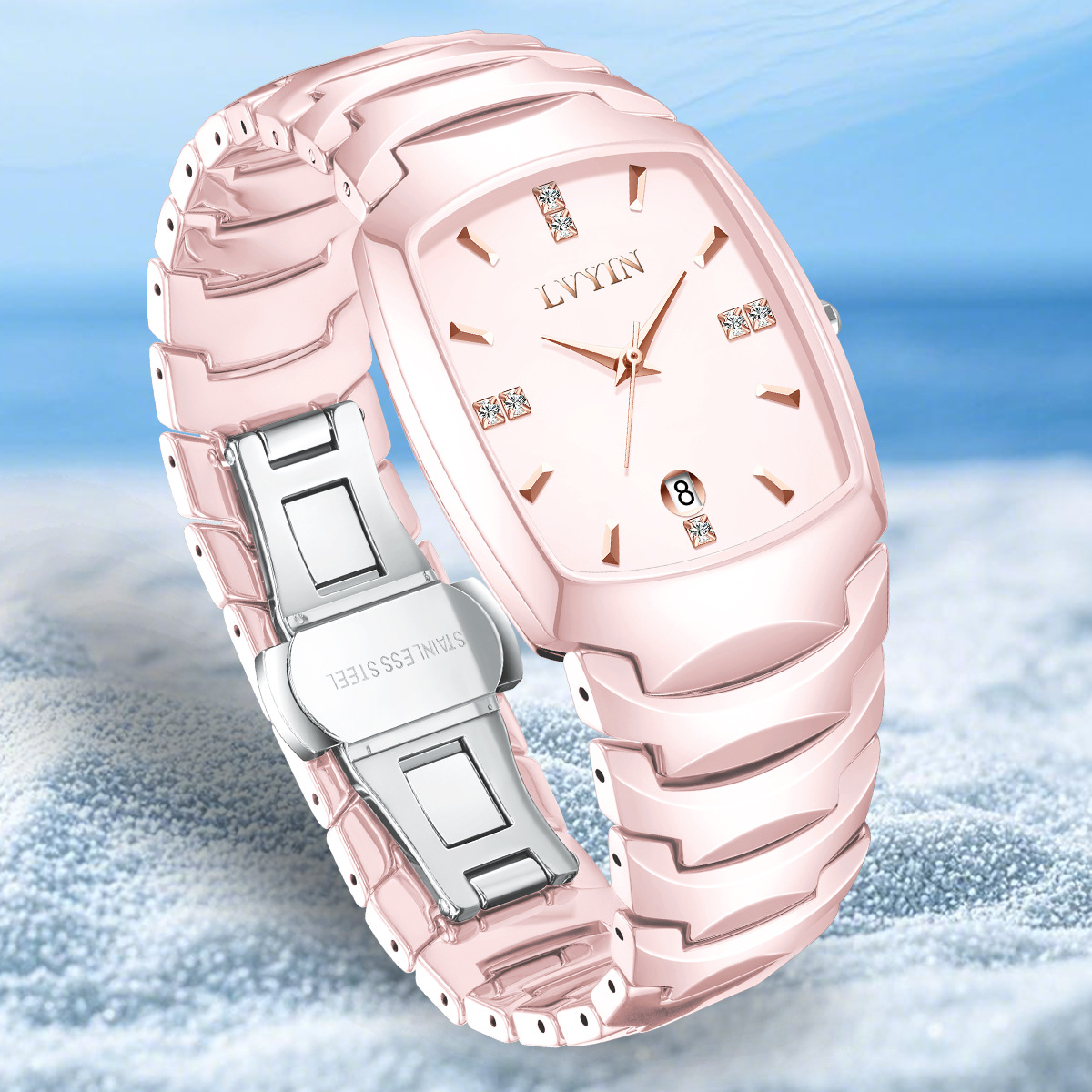 Barrel-shaped Best-selling Waterproof Ceramic Quartz Watchmens And Womens Timepieces photo 5