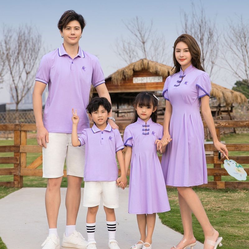 Hanfu Parent-child Clothing Chinese Style Short Sleeve Dress Suit photo 1