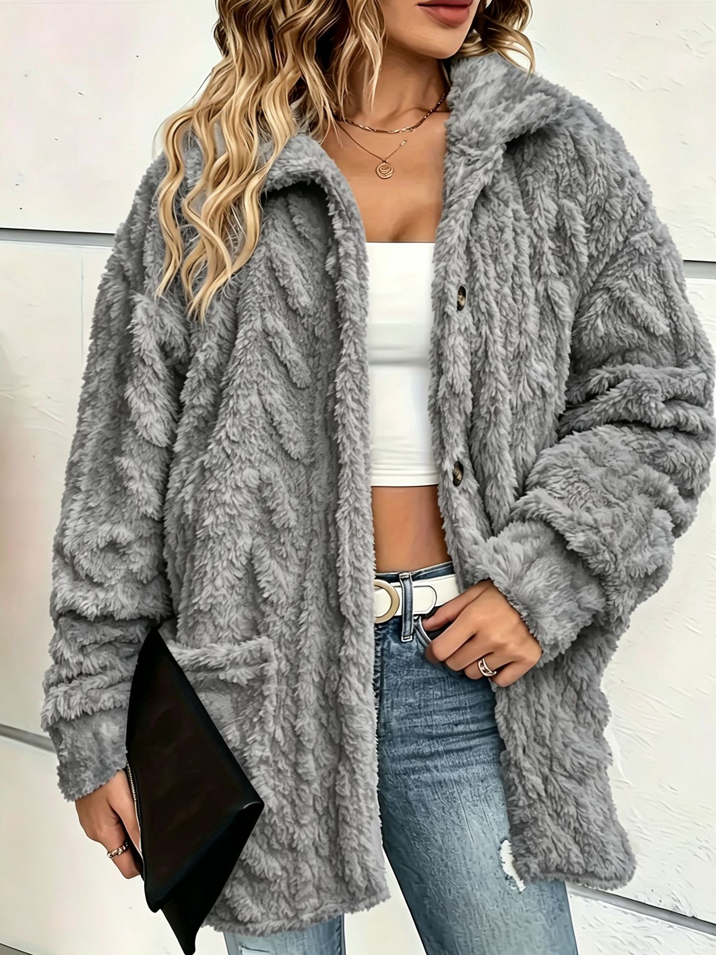Women's Plush Lapel Fashion Jacket photo 3