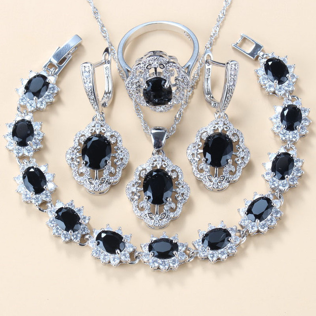 Garnet Cubic Zirconia Earrings Pendant Necklace Bracelet Ring Gift 4 PCs Set photo 8